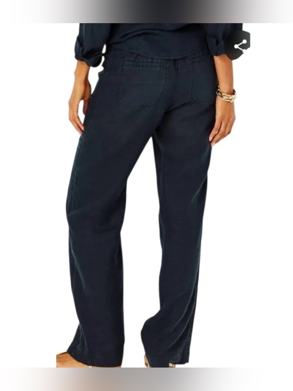 Lilly Pulitzer Deri Palazzo pant Black LG - Picture 3 of 6